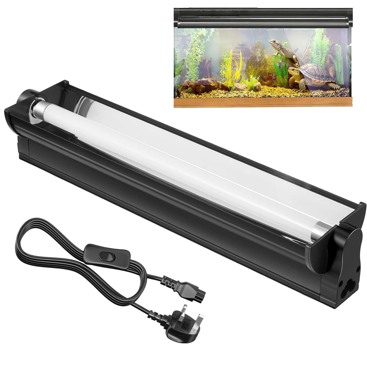 Gobanwei 8W T5 UVB Reptile Lighting Kit, Suitable for Tropical Desert Reptiles, 32cm UVB Reptile Light Fixture with Fluorescent Tube, Ideal for Bearded Dragons, Lizards, Turtles, and Geckos