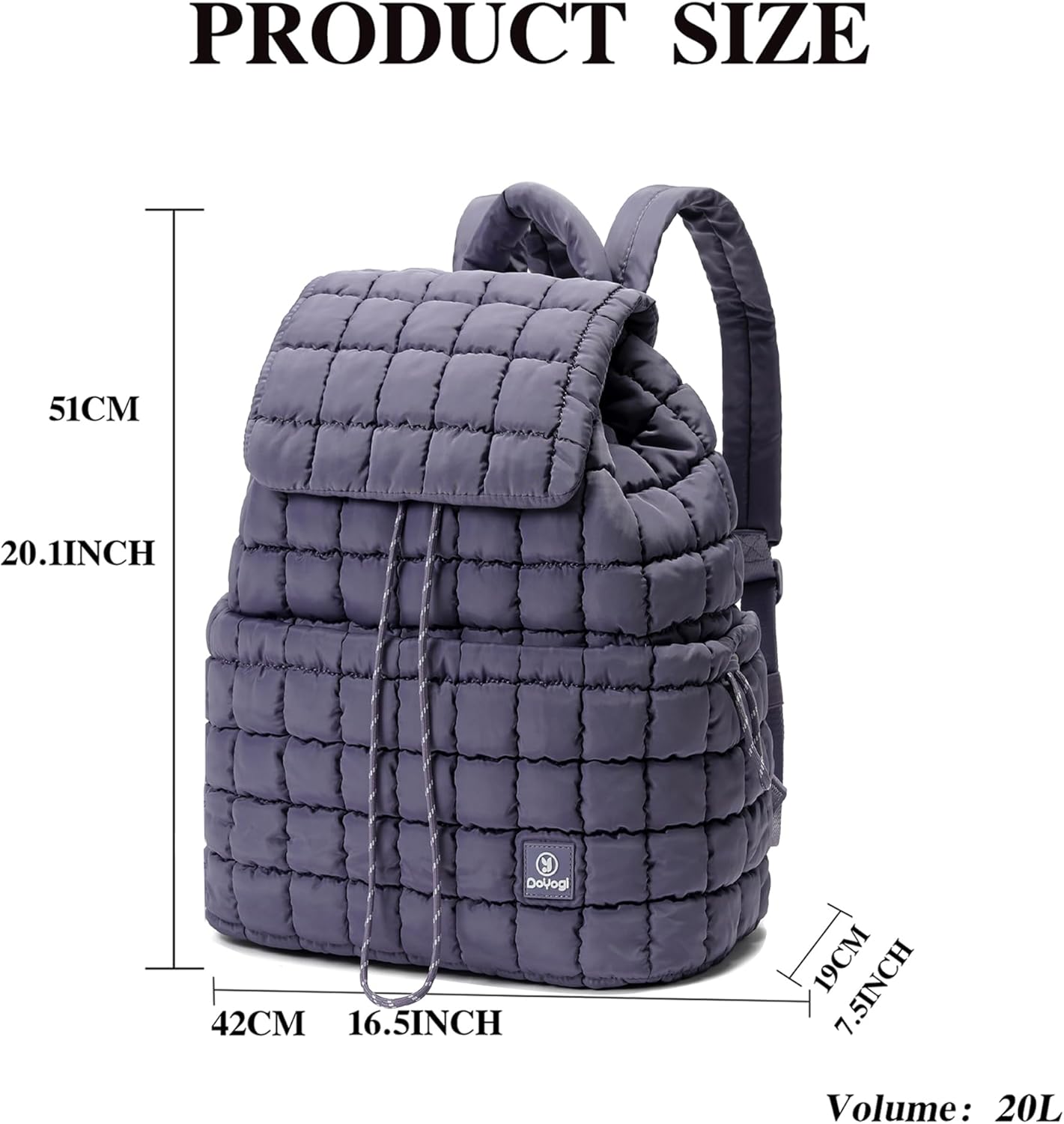 Quilted Backpack for Women, Lightweight Travel Gym Bag, Hiker Pack Drawstring Padding Backpacks, Puffer Travel Bag for Casual Daypack(Purple) - Image 5