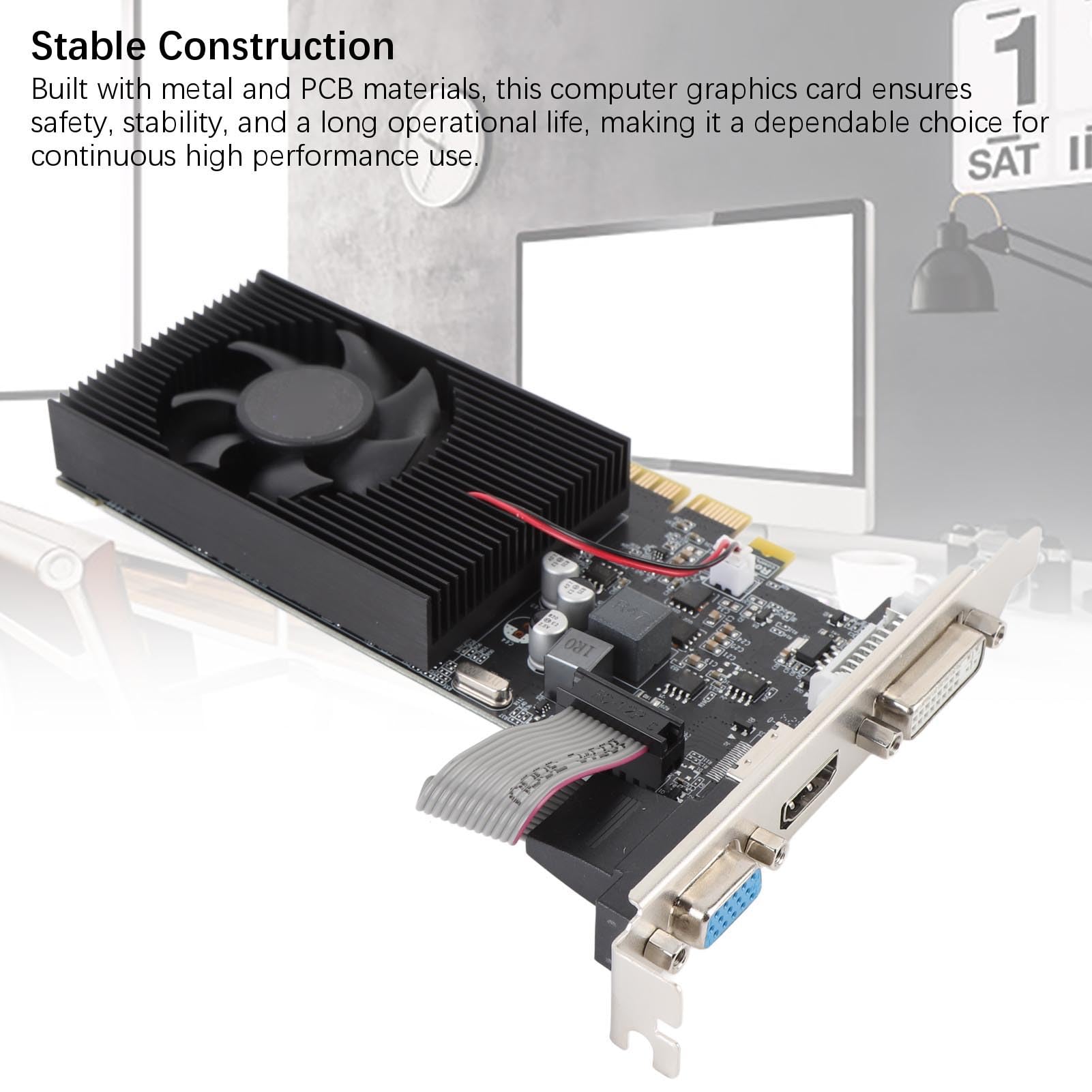 Karta Graficzna GT 730 4 GB, Komputer o Niskim Profilu GPU DDR3 128 Bit 700 MHz 667MHz PCI Express 1.1 X16 PC Karta Wideo z Interfejsem Multimedialnym VGA DVI HD do Pracy