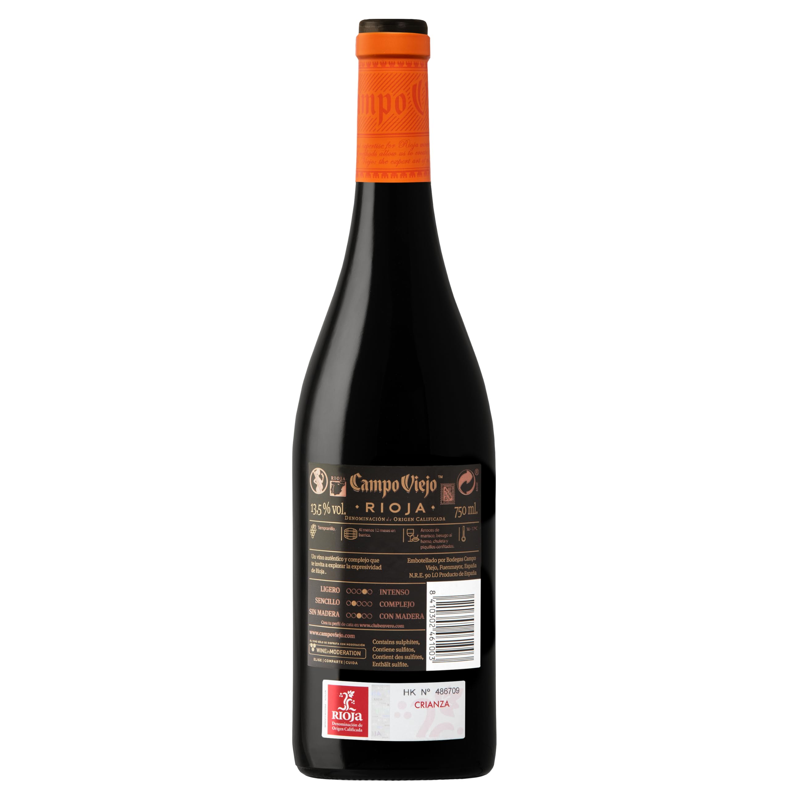 Campo Viejo Crianza Vendimia Seleccionada D.O.CA Rioja Vino Pack de 6 - 750ml