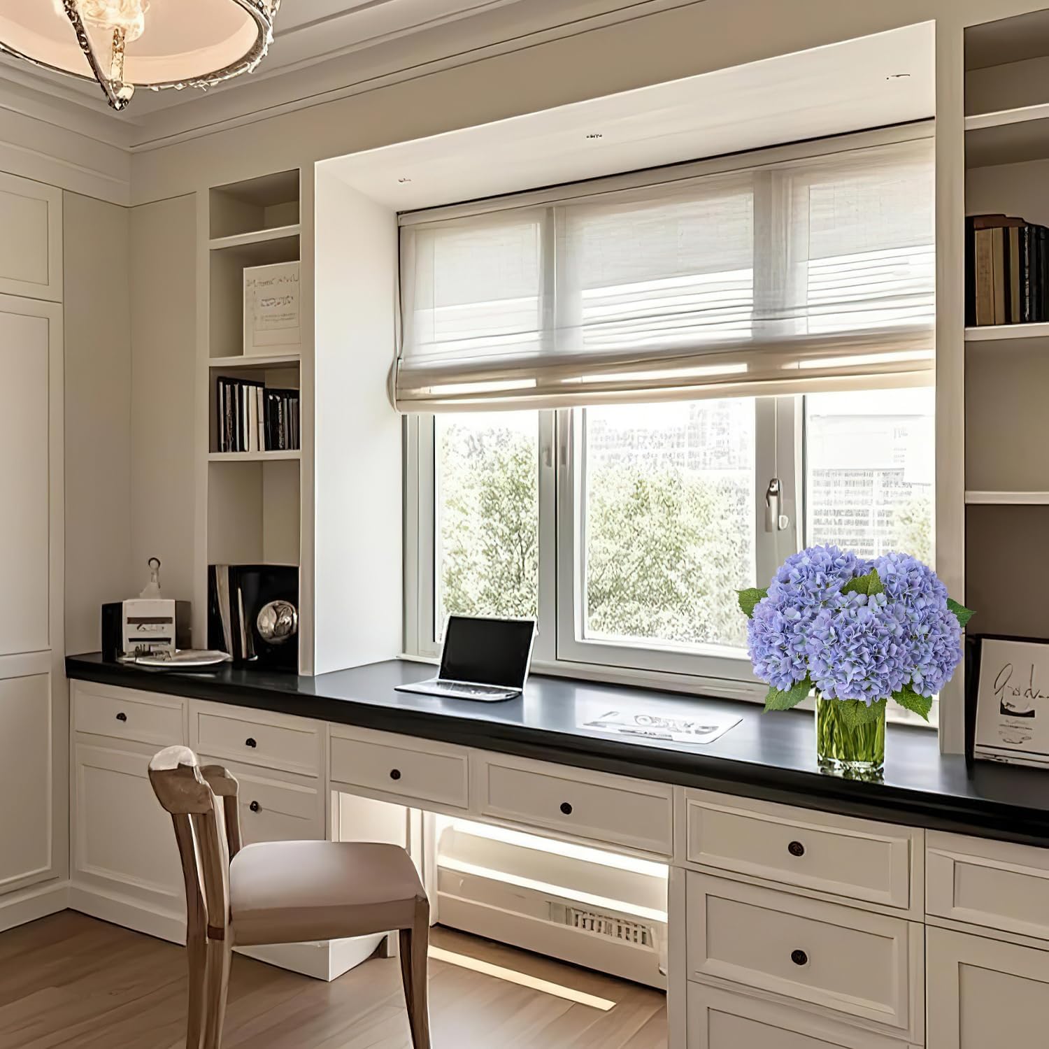 JINWOE Boho Hydrangea Artificial Flowers,3pcs 21" Latex Real Touch Flowers, Faux Flowers Fake Artificial Hydrangeas with Stems for Bouquet Table Centerpieces （Light Purple）