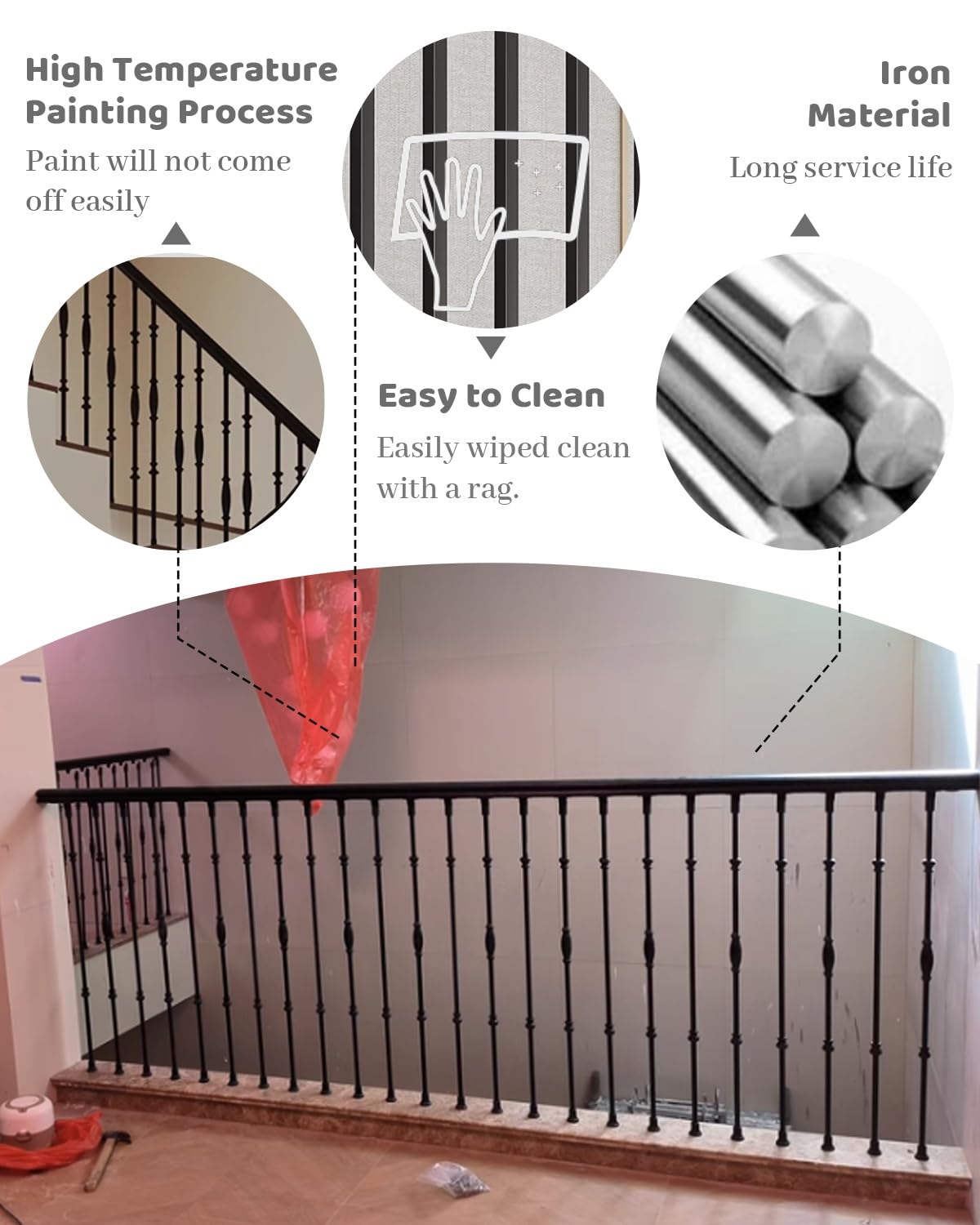 Poręcz Schodowa Czarne Metalowe Wrzeciona Schodowe Regulowane, Dekoracyjny Zestaw Balustrad Schodowych do Wnętrz, Nowoczesne Słupki Schodowe Loft Entryway, Poręcze(A,30pcs)