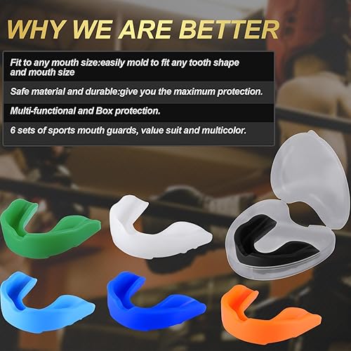 Miniatura 3 de BBTO 6 protectores bucales para niños y jóvenes, para deportes, niños y niñas, con funda, protector bucal para lucha libre, boxeo, baloncesto,