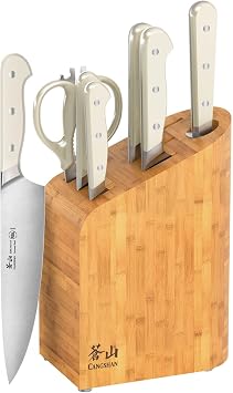 Cangshan APERTIVO Series 8-Piece Knife Block Set German Steel, Bamboo Block, 1026849 White