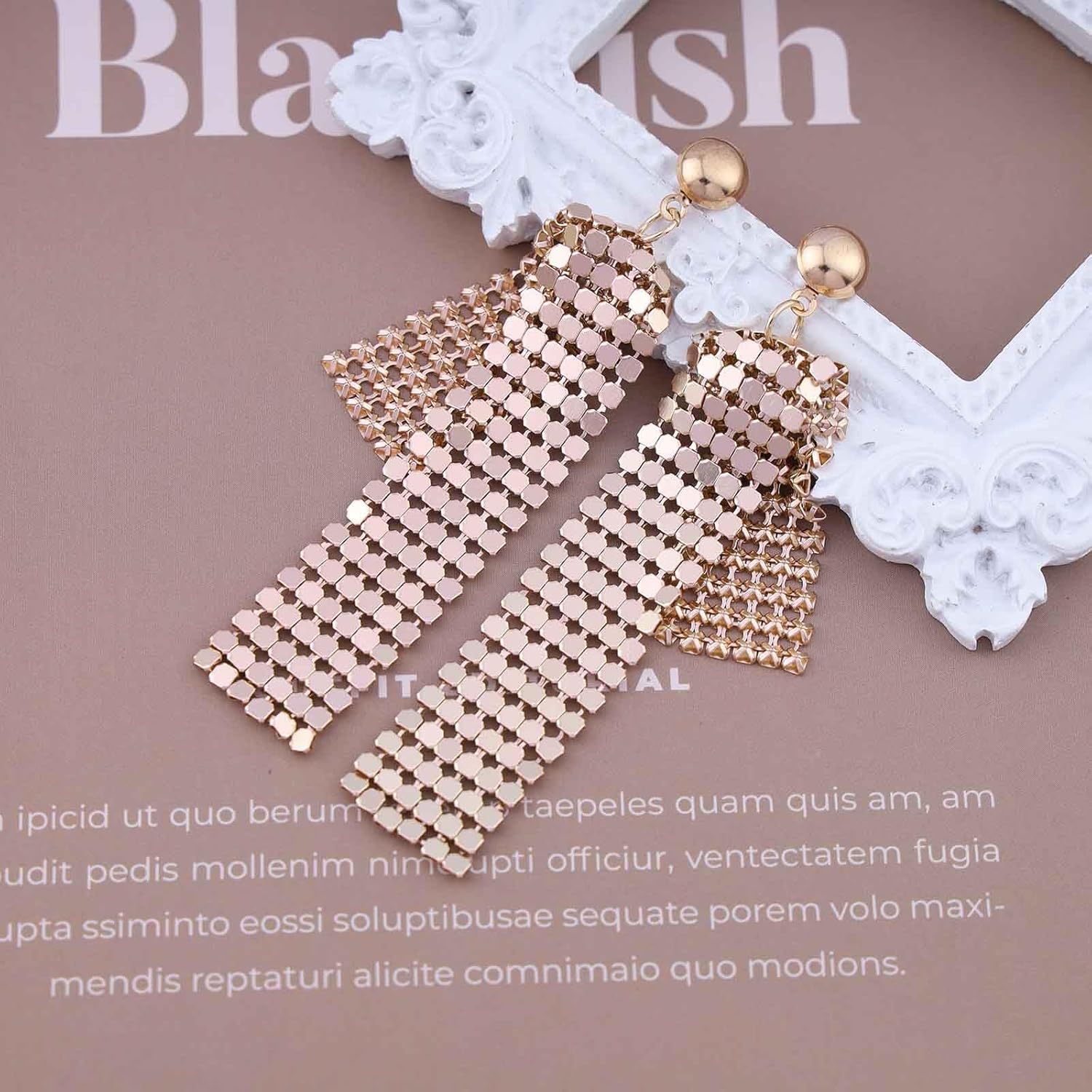 Boho Gold Sequin Dangle Earrings Mesh Sequin Earrings Matel Mesh Drop Earrings Long Sequin Tassel Earrings Metal Disco Earrings Jewelry for Women - Image 6