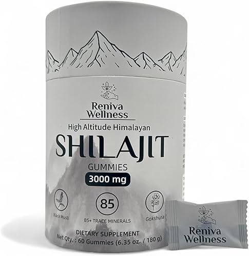 Gomitas Shilajit del Himalaya de gran altitud | 3000 mg de oro Shilajit | Ashwagandha, ginseng | Sin azúcar, probada en laboratorio, energía,