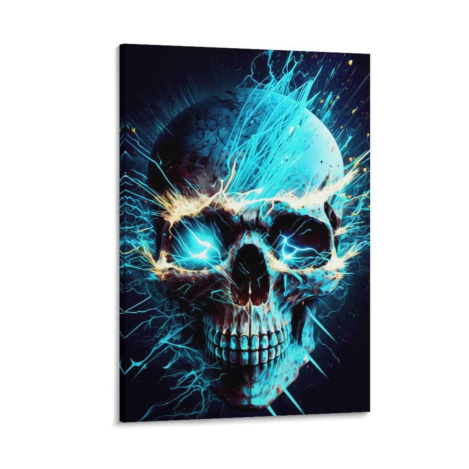 DHBANEIOK Electric Skull Art_1_1 Wall Decor Poster Canvas Prints Picture Modern Canvas Wall Art Picture Wall Hanging for Home Decorations 16x24inch(40x60cm)