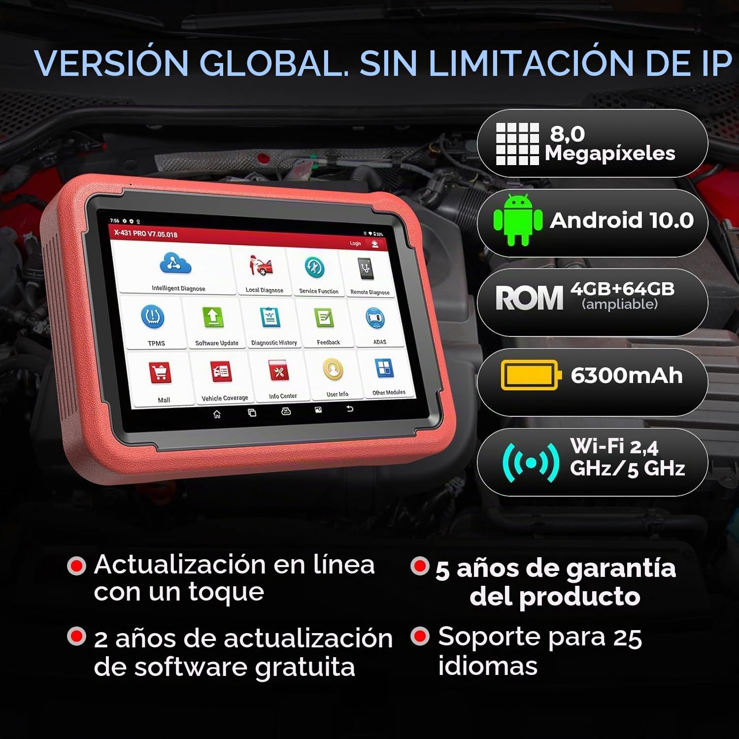 LAUNCH Dispositivo Diagnostico X431 Pros V5.0 OBD2 Aggiornamento 2025, 38+ Funzioni Speciali, Controllo Bidirezionale, Codifica ECU, Servizio IMMO, Personalizzazione, Programmazione Chiavi