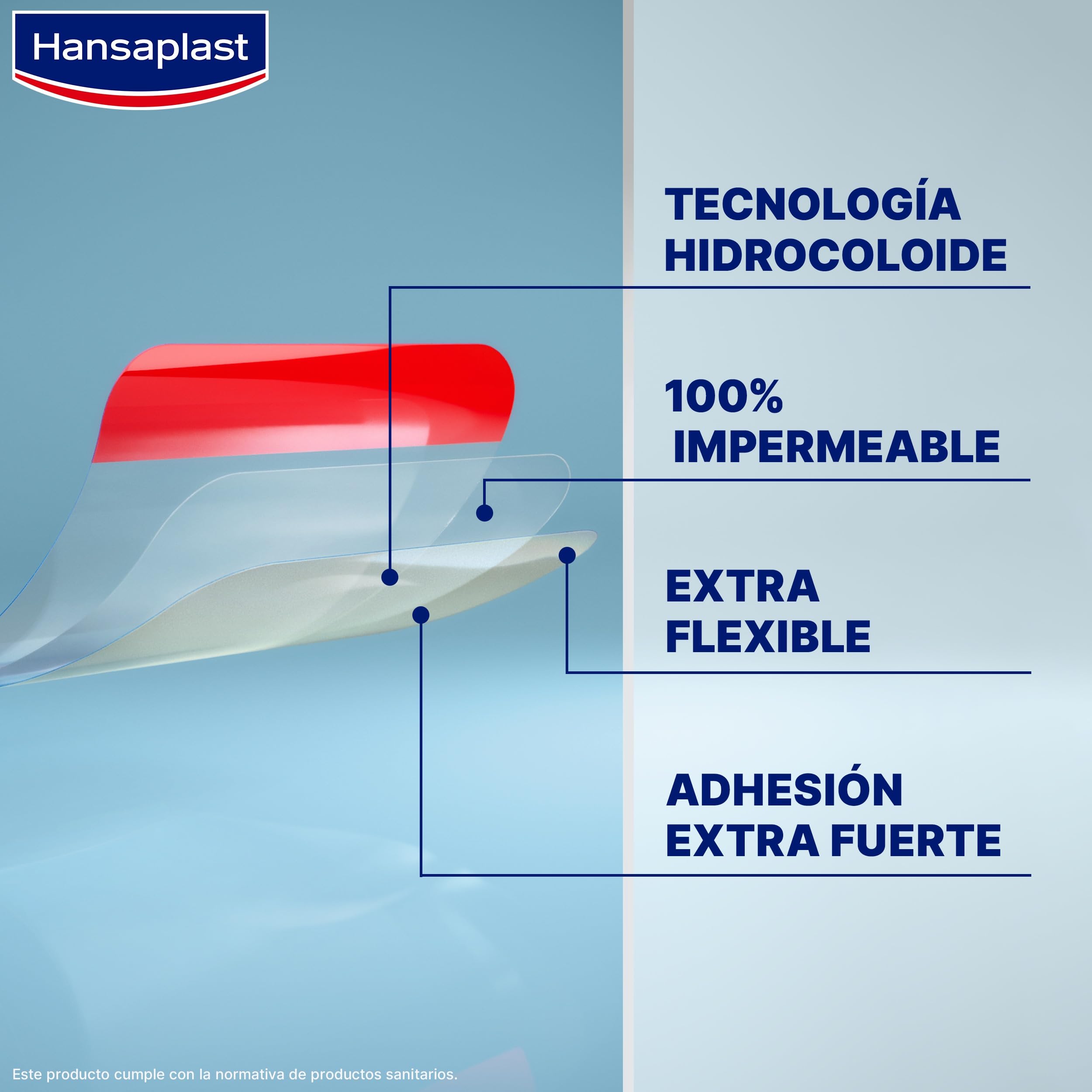 Hansaplast Second Skin Protection Apósito Avanzado XL, Apósito impermeable, ultrafino y flexible, Fuerte adhesión, Para aliviar el dolor y curar heridas, 3 uds.