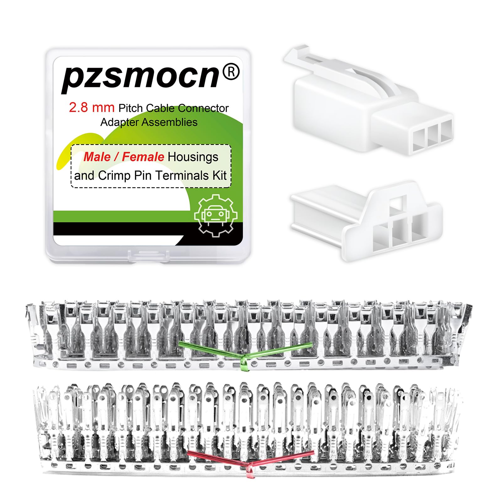 Pzsmocn 304 Pieces / 38 Sets 2.8 mm Pitch 3-Pin Automotive Wire Connector Adapter Assemblies Male/Female Housings and Crimp Terminals Kit. for AWG18#,