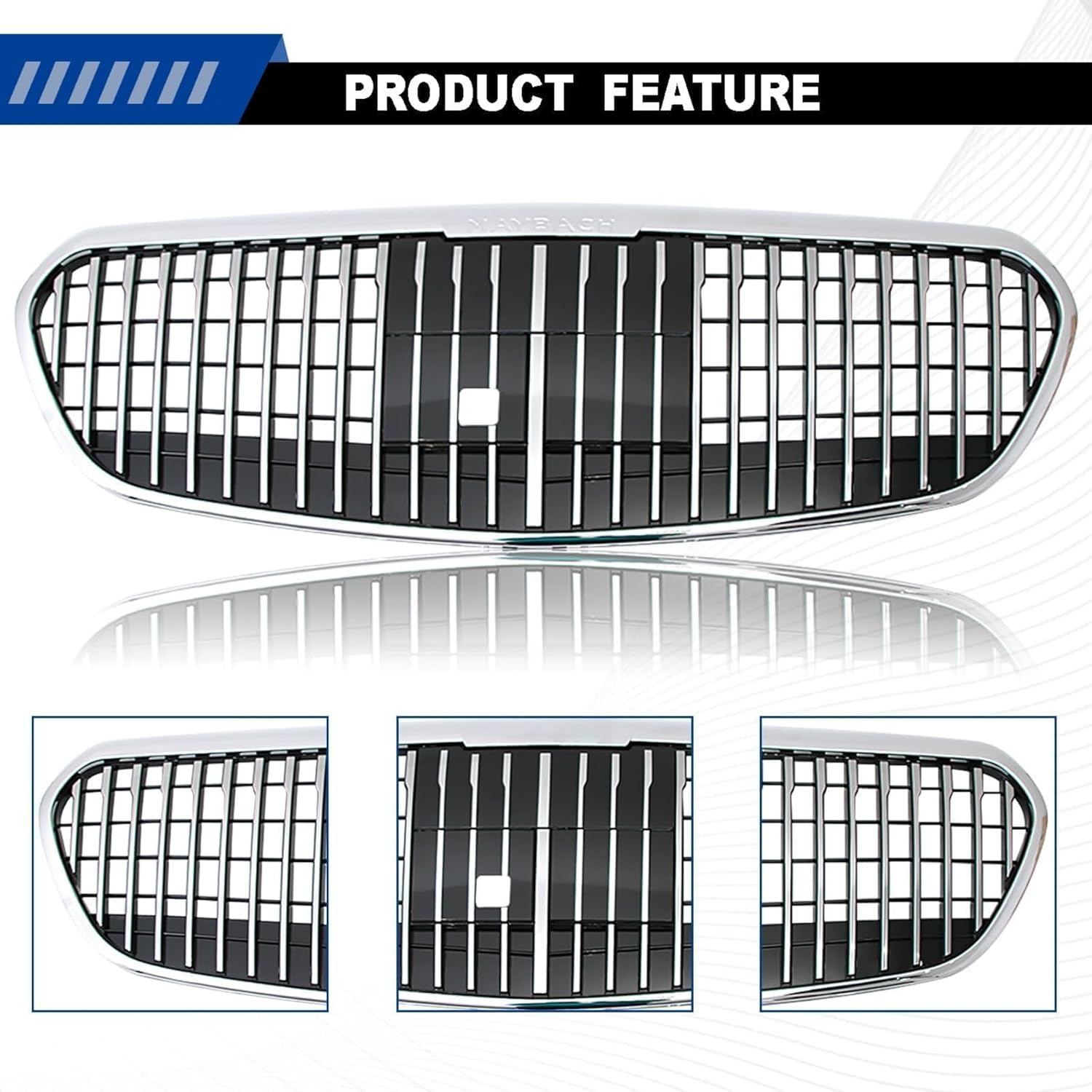 S Class Grill for Maybach Front Grille Compatible with Mercedes Benz W223 S450L S500 S580 S580e S650 S680 2022 2023 2024 W/ACC