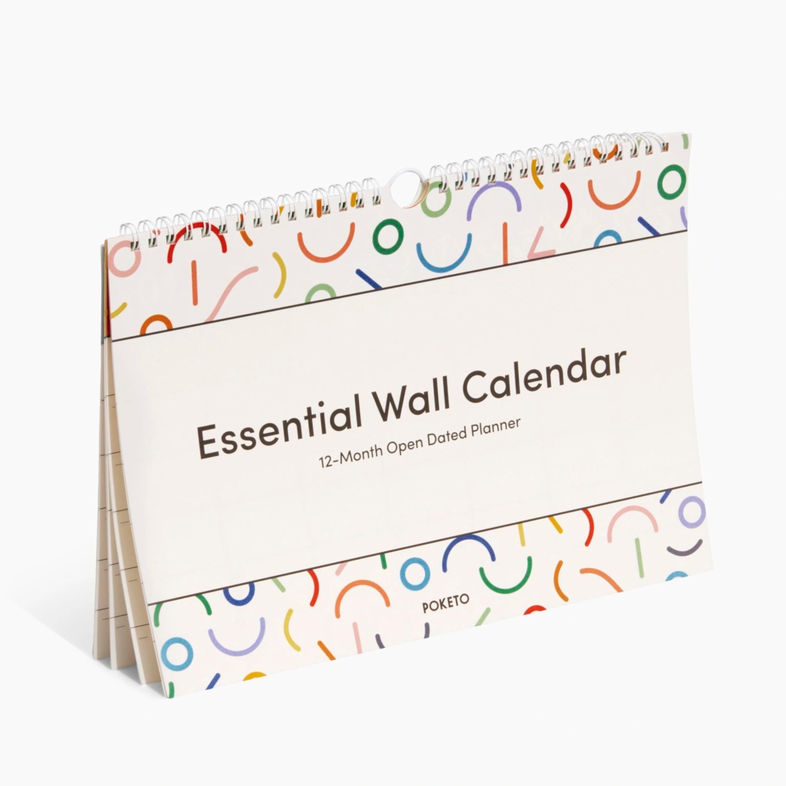 Photo 1 of POKETO - Essential Desk Calendar - Undated 12 Month Wall & Desk Calendar - 11.75” x 8” - Minimalist Design - Spiral Hanging Wall Planner - Eco-Friendly Paper - Office Supplies - 2024 - Doodle Doodle 11.75”x8”