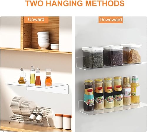 Miniatura 5 de 8 estantes de acrílico transparente de 14 pulgadas, estantes flotantes de acrílico montados en la pared, estante de pared transparente para