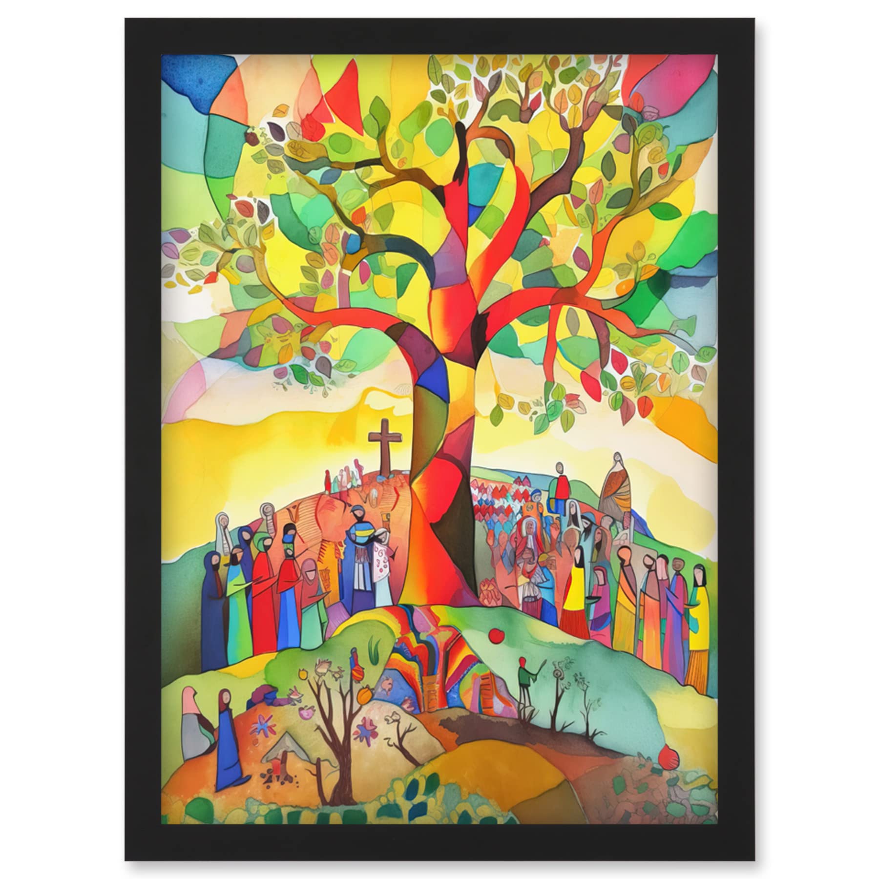 Jesus Folk Art Bible Artwork Framed Wall Art Print A4 - Artery8