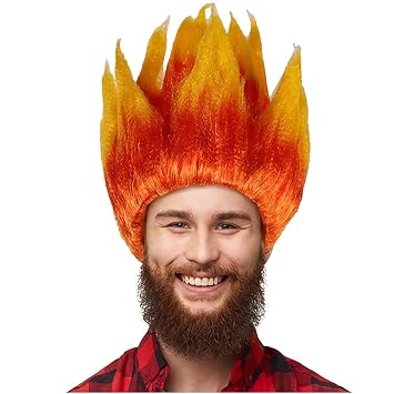 Fire Wig Stylish Flame Wig Orange Costume Hair Halloween Party Cosplay Spiked Hair Flame
