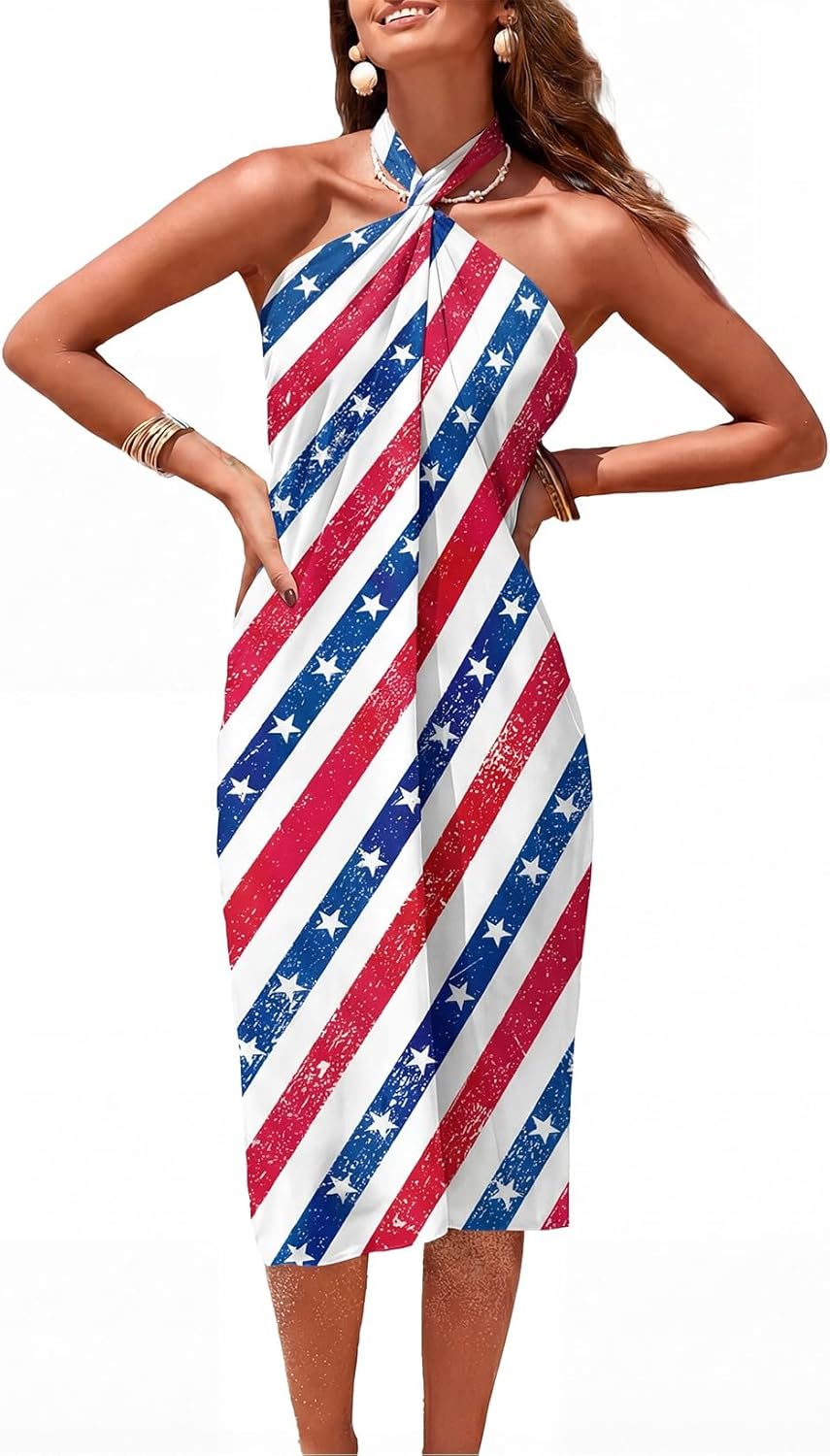 Herseas Women Sheer Sarong High Slit One Size Swimsuit Coverups 2026 Summer Floral Print Chiffon Wraps Beach Cover Up - Image 4