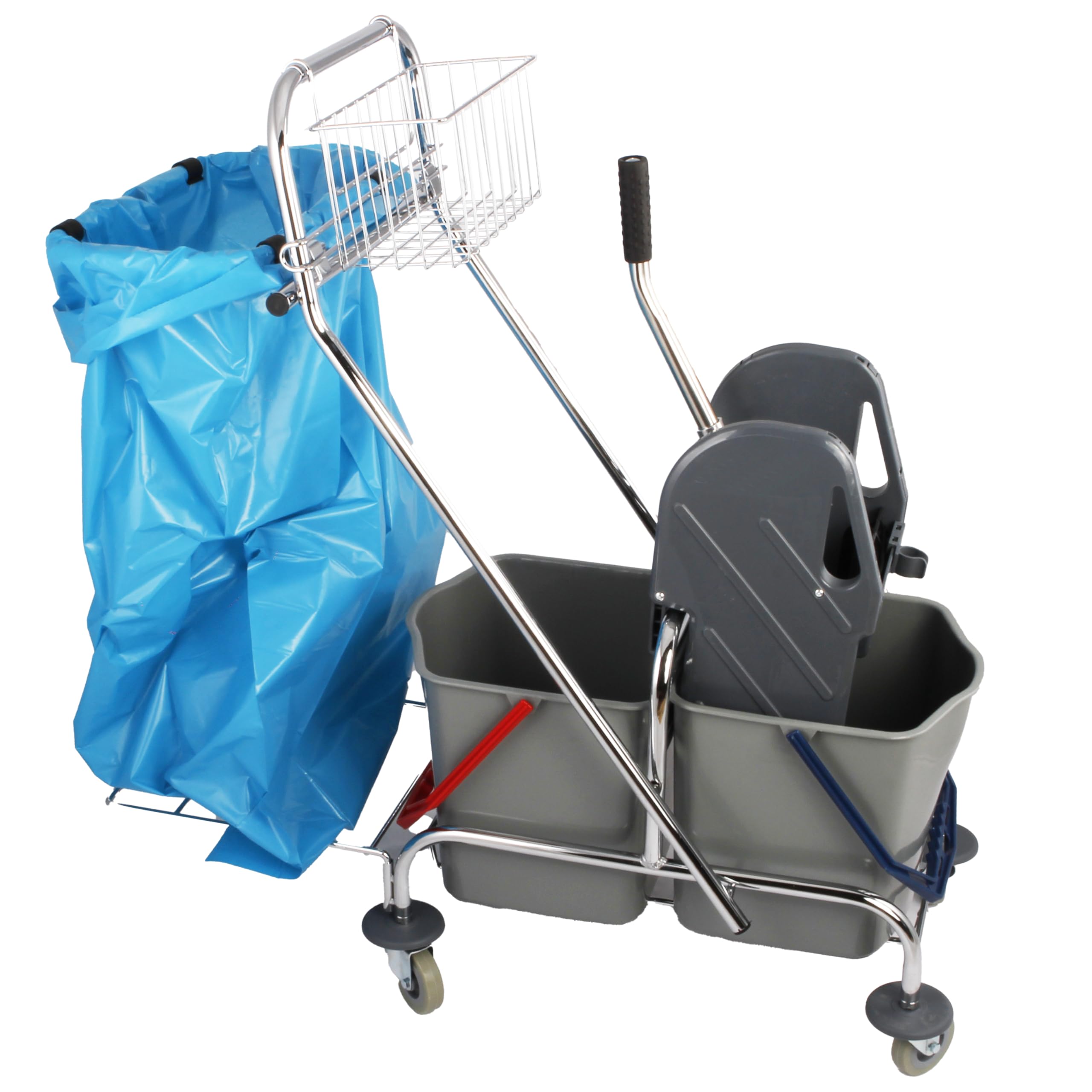 Kit de Limpieza Profesional: Mopa Magnética y Cubo Doble de 17L | Incluye 5 mopas de recambio, mango ergonómico y 2 limpiadores de 1L para suelos de parqué, laminados y baldosas.