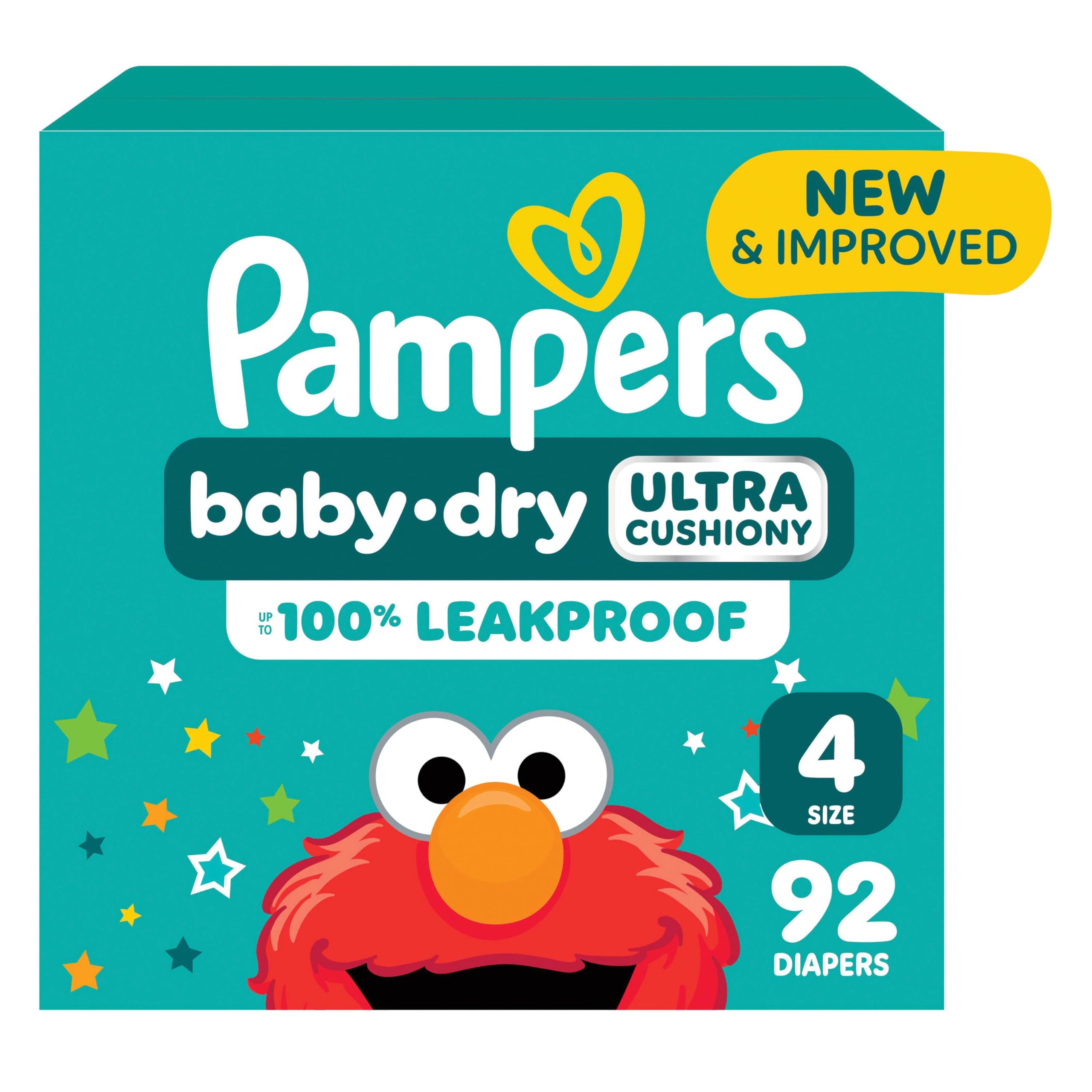 Pampers Diapers - Baby Dry - Size 4, 92 Count, Absorbent Disposable Infant Diaper (Packaging May Vary)