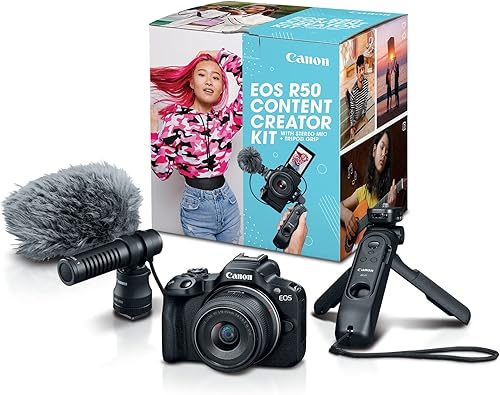 Miniatura 44 de Canon EOS R50 Vlogging Creator Kit, cámara híbrida sin espejo con RF-S10-0.709 in F4.5-6.3 IS STM lente y agarre de trípode, lente gran angular
