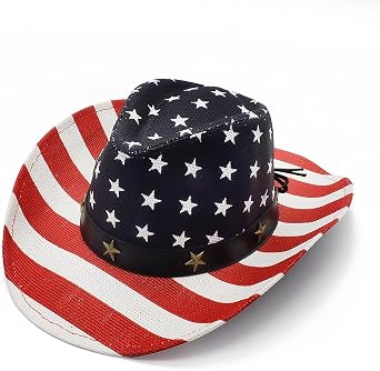 Cowboy Hats, Classic American Flag Summer Sunhat Western Cowboy Hat for Men Boys