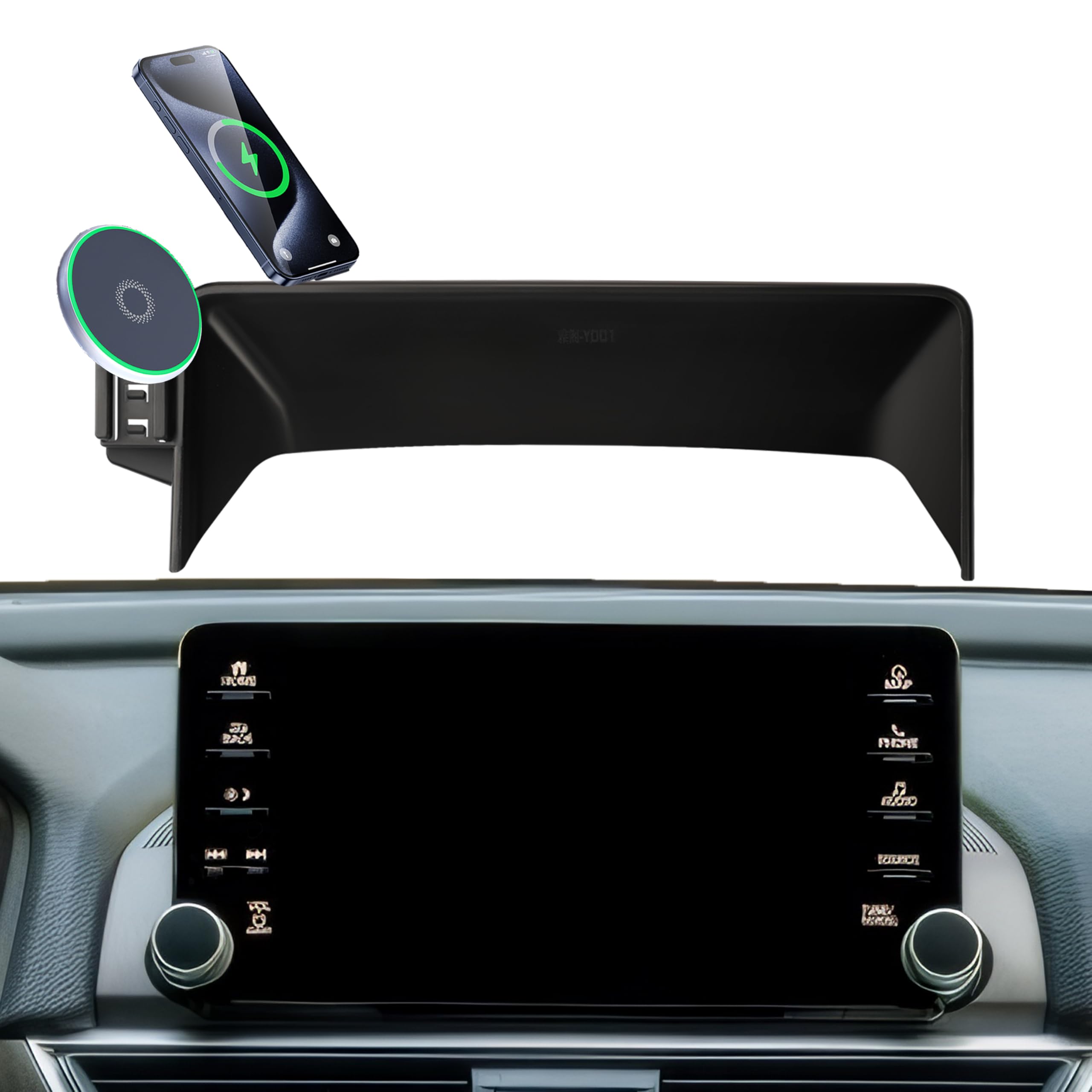 AbeeyGeomarn Car Phone Holder for Honda Accord 2018-2022 Accessories Apply to 8 Inch Touch Screen, 15W Fast Wireless Charger Cell Phone Automobile Cradles Hands-Free 360 Degree Rotation
