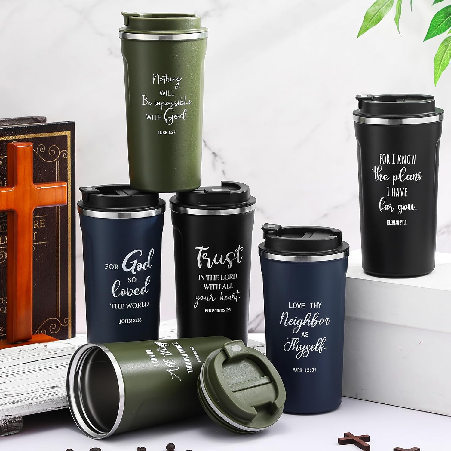 6 Pcs Christian Gifts for Men 17 oz Stainless Steel Coffee Cups with Lid Religious Inspirational Tumbler for Sunday School(Multicolor) - Image 3