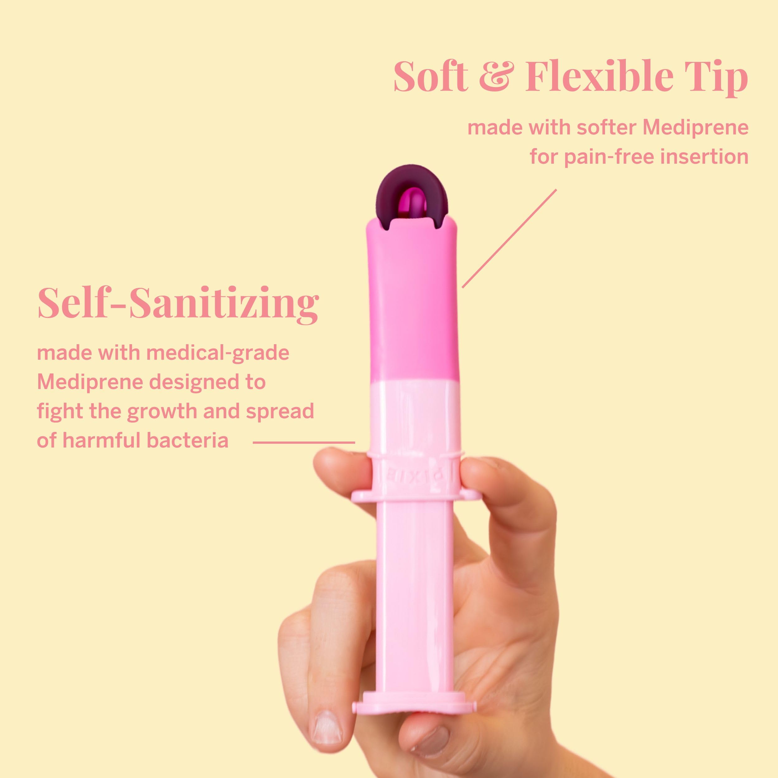 Pixie Kit 2 Dischi Mestruali con Applicatore – Silicone Grado Medico 100% Senza Metalli/Tossine – Inserimento e Rimozione Tipo Tampone – Capacità 5 e 7 Tamponi