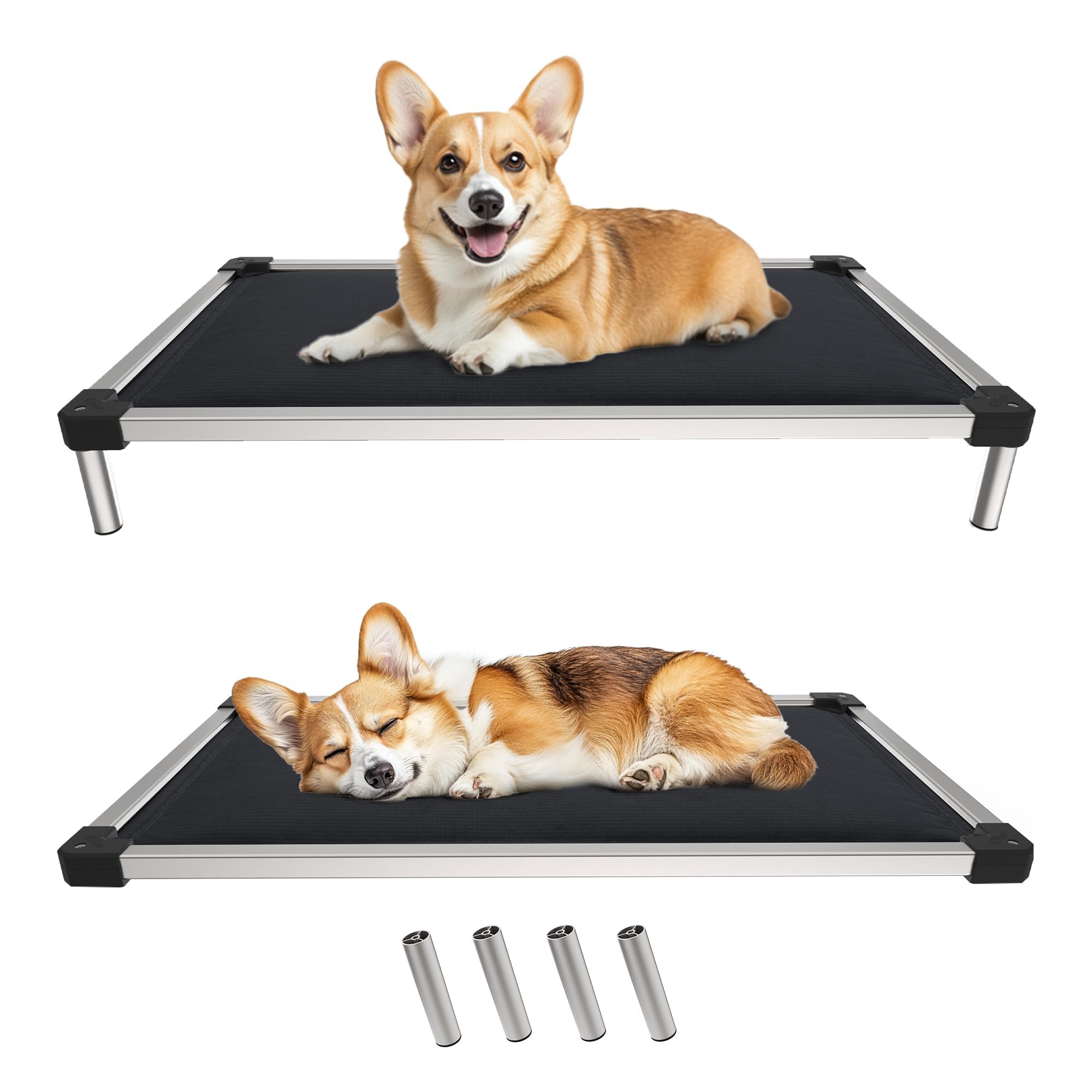 FXW TitanNest Chew-Proof Elevated Dog Bed, Raised Cot for Indoor/Outdoor/Camping Use, Durable & Washable Padded Pet Bed for Medium Dogs, 41.0" L x 27.0" W x 5.0" H, Black — image 1