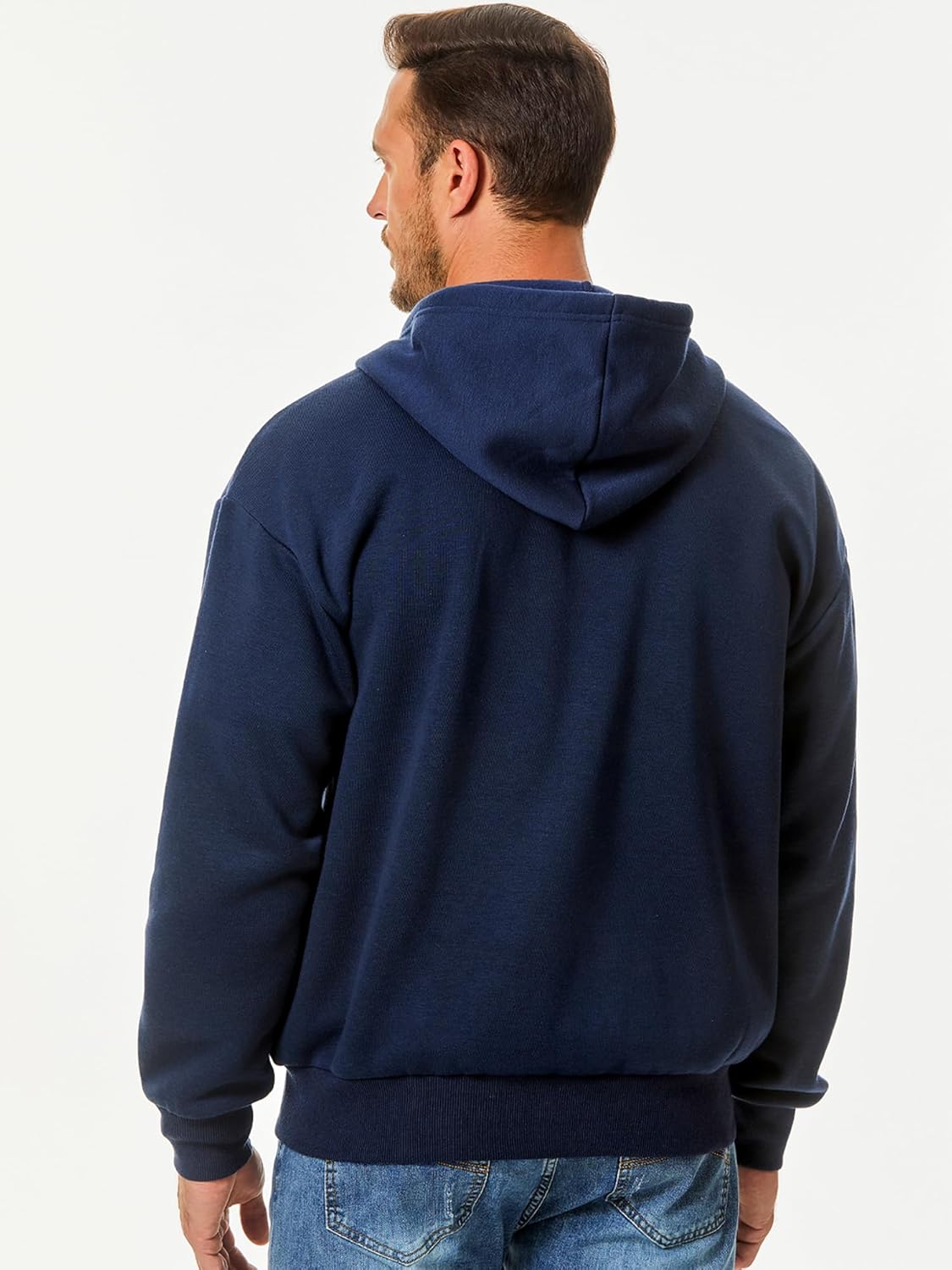 JMIERR Mens Full Zip Casual Cotton Hooded Fleece Drawstring Hoodies Pullover Sweatshirts Casual Long Sleeve Shirts - Image 5