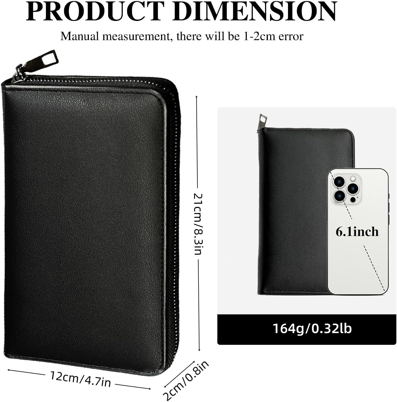 Long Wallet for Men, PU Leather Zipper Wallet with Wrist Strap, Large Capacity Travel Men Clutch Bag for Passport Checkbook Phone