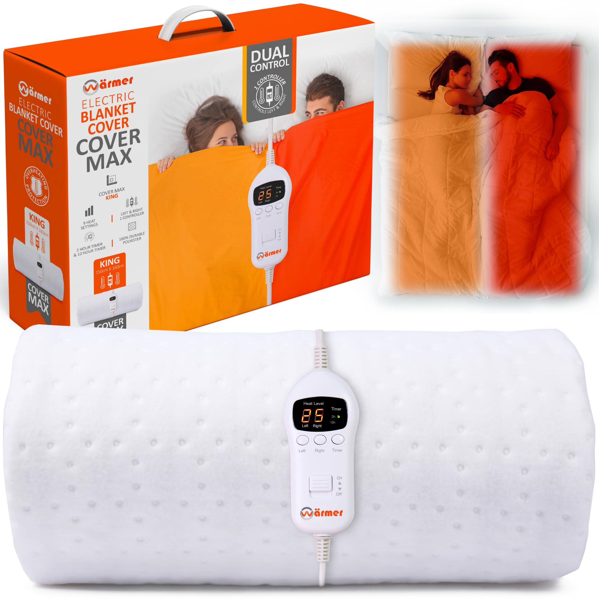 Warmer Electric Blanket Super King Size 160x150 cm, Dual-Zone Temp Control
