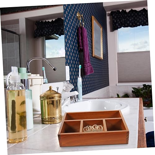 Miniatura 3 de Cabilock Caja de almacenamiento de madera, bandeja rectangular, bandeja para servir aperitivos, 4 bandejas divididas, barra de jabón, barra de café