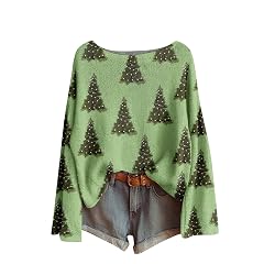 Ugly Christmas Sweaters for Women Plus Size Funny Xmas Holiday Sweater Casual Long Sleeve Shirts Knit Tops Pullover