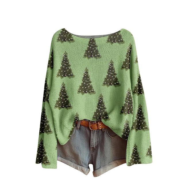 Ugly Christmas Sweaters for Women Plus Size Funny Xmas Holiday Sweater Casual Long Sleeve Shirts Knit Tops Pullover