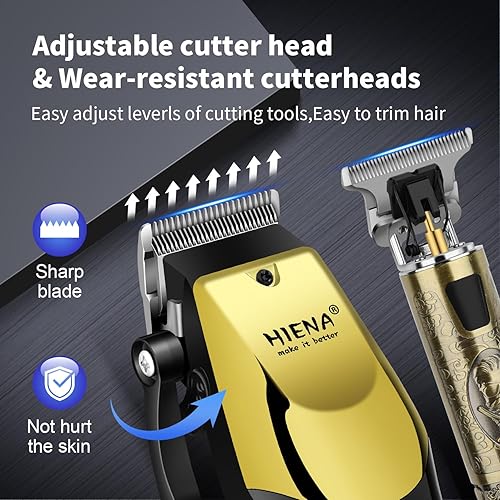 Miniatura 2 de HIENA PRO Cortapelos profesionales y cortapelos inalámbricos para hombres, juego de recortadora recargable y kit de herramientas de aseo facial,