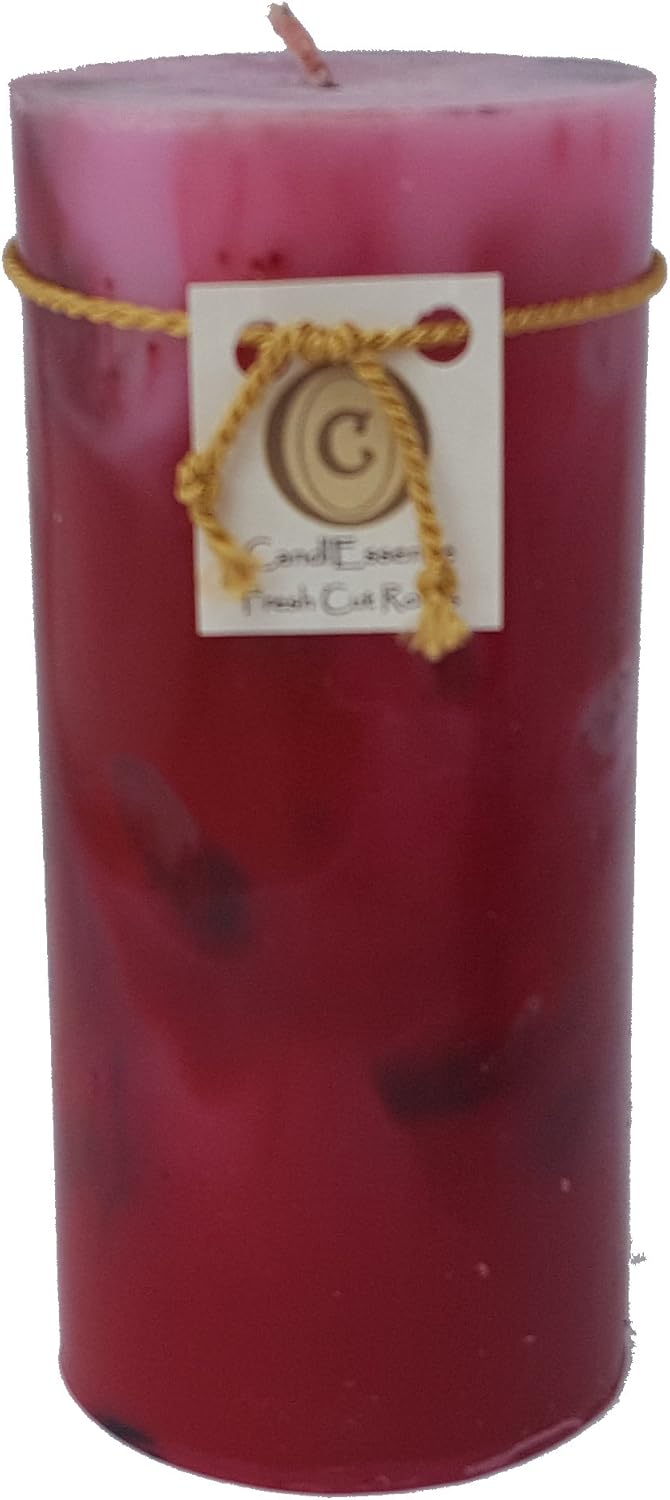 Handmade Scented Candle - Long Burning Pillar - Fresh Cut Roses Scent (Set of 3)