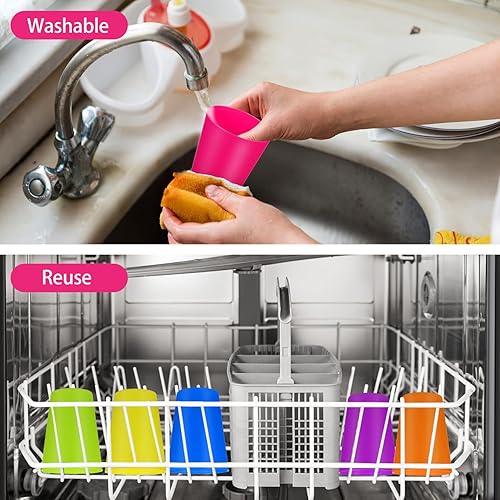 Miniatura 4 de Healeved 24 vasos de plástico irrompibles de color para niños pequeños, vasos de plástico duro, vasos para bebidas para fiesta de colores