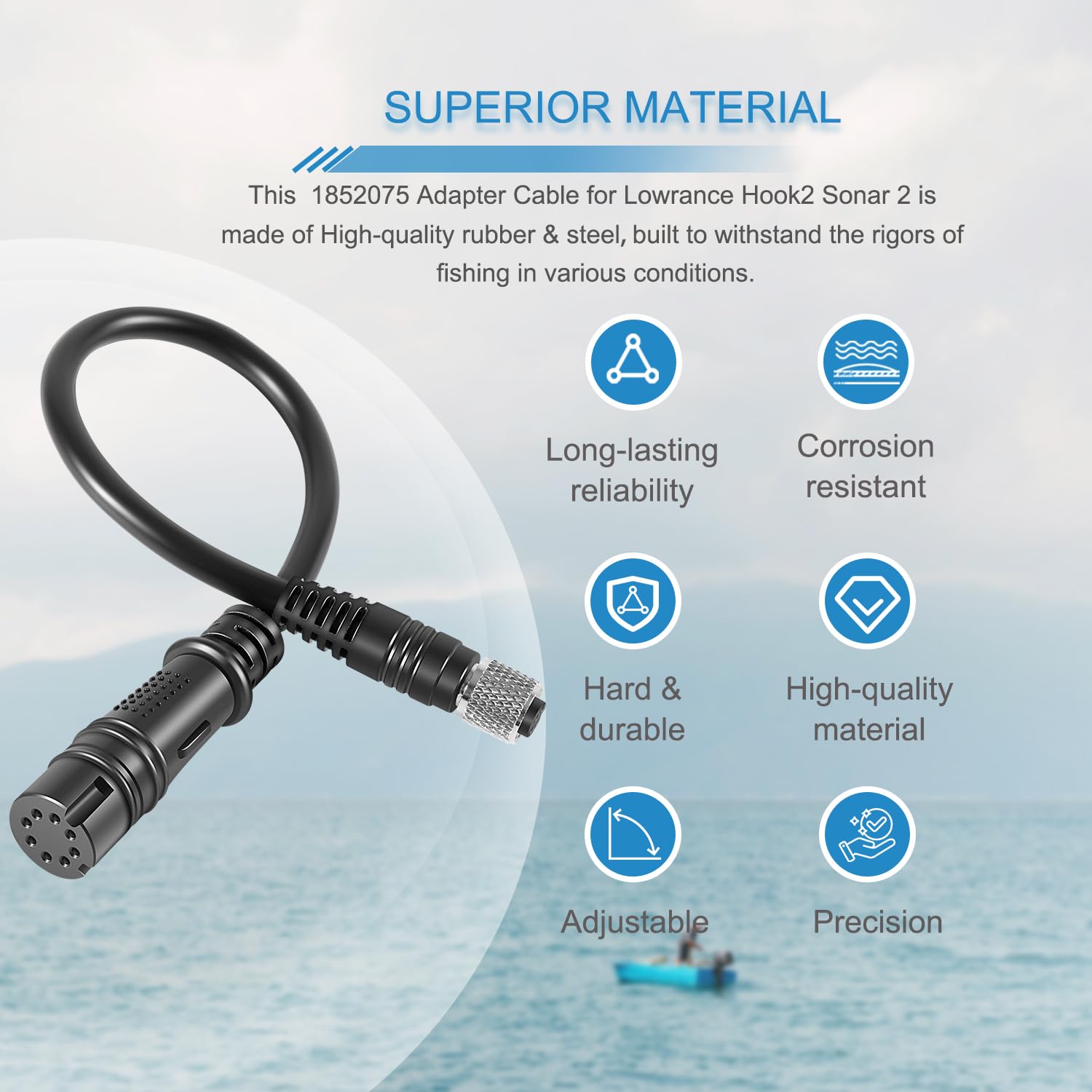 1852075 MKR-US2-15 Adapter Cable for Lowrance Hook2 Universal Sonar 2, for Hook Reveal (8-pin)