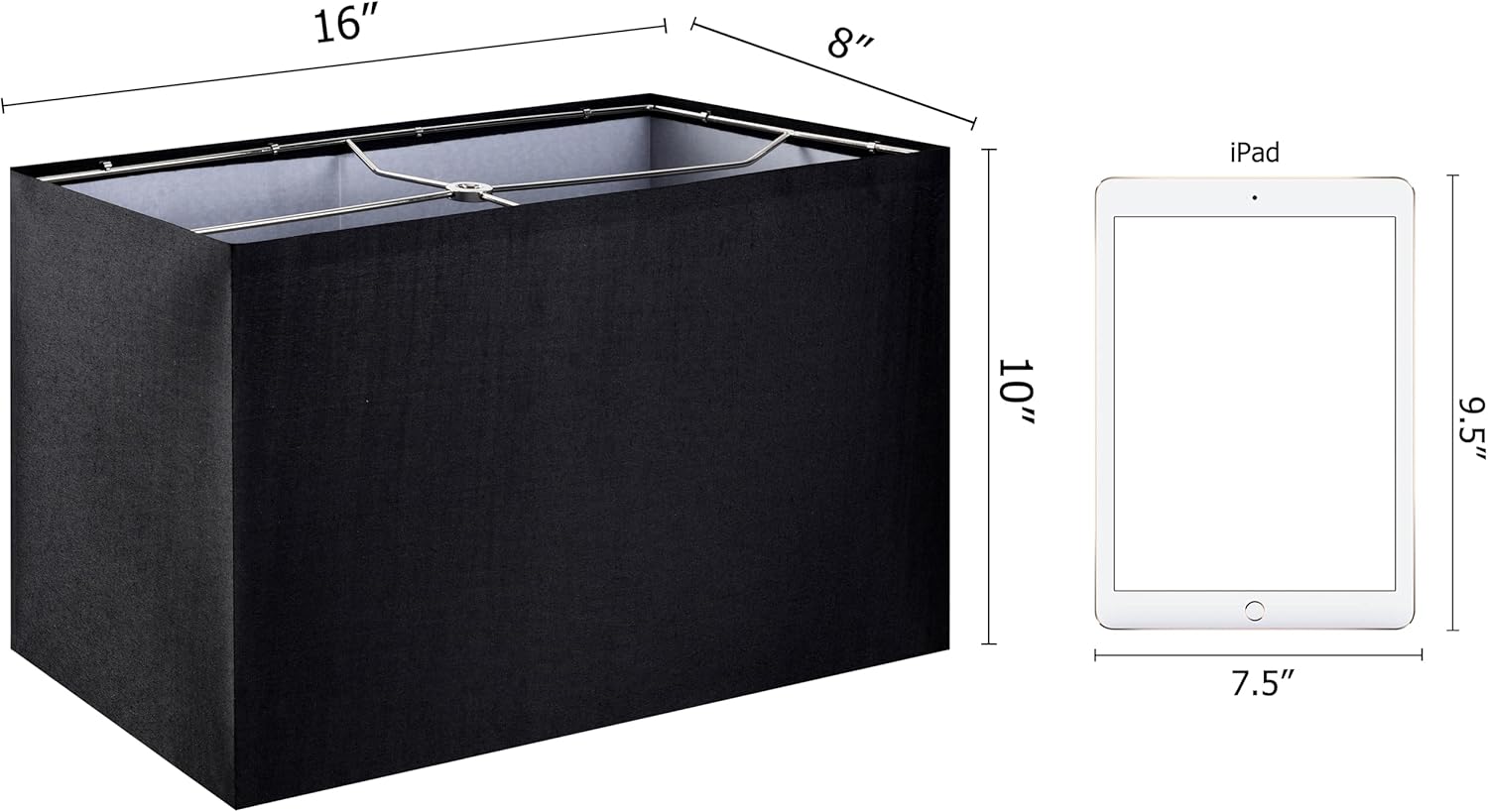GOSO 16" Large Black Rectangular Lamp Shades Set of 2,W 8"× L 16" ×H 10" Spider Fitter (E26 Base) Rectangle Lamp Shade for Floor Lamps Table Lamps for Living Room,Nightstand,Bedroom Easy Assembly