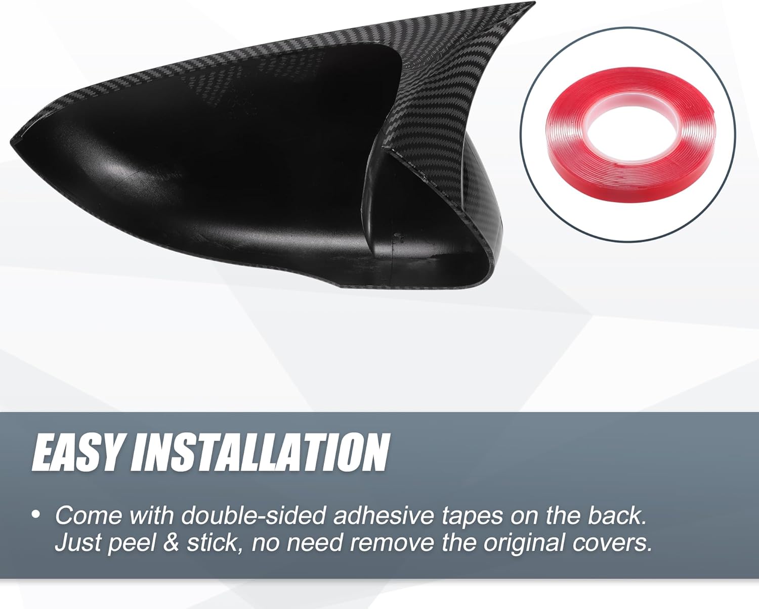 X AUTOHAUX 1 Pair Car Rear View Driver Passenger Side Mirror Cover Cap Overlay Black Carbon Fiber Pattern for Volkswagen Golf 6 MK6 Touran Mirror Guard Covers Exterior Decoration Trims