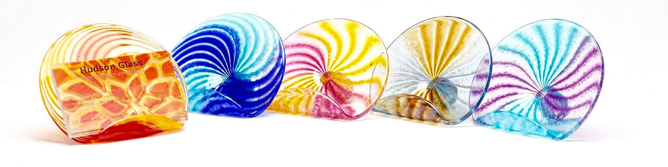 Handblown Glass Business Card Holder Color, Purple/Green