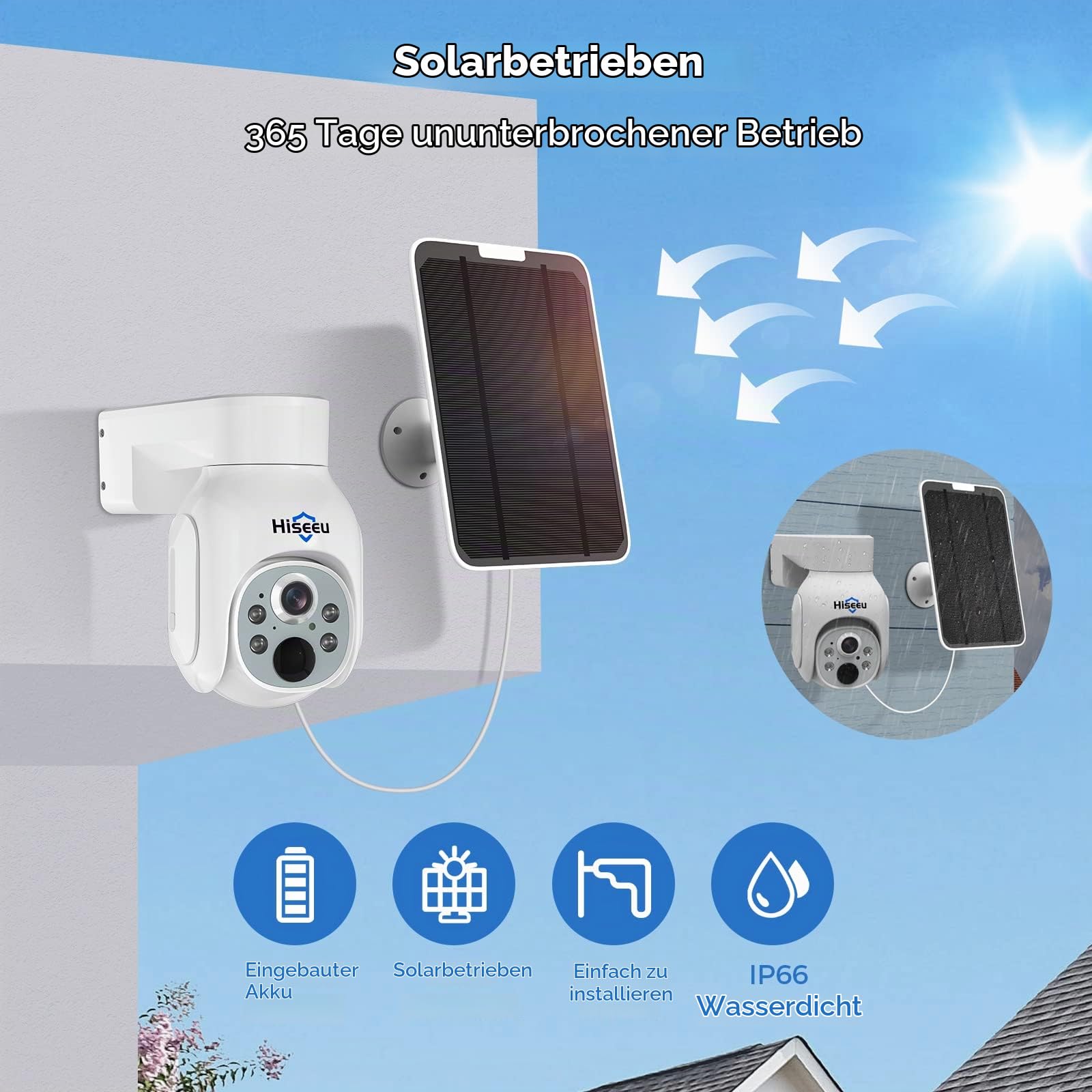 Hiseeu [4MP+1TB] WLAN Solar-Überwachungskameras,4x4MP kabelloses Kameraset mit 10-Zoll-Monitor,Zwei-Wege-Audio,Nachtsicht,Bewegungserkennung,Dualband-WLAN,KI-Bewegungserkennung,App & Mail Alarm