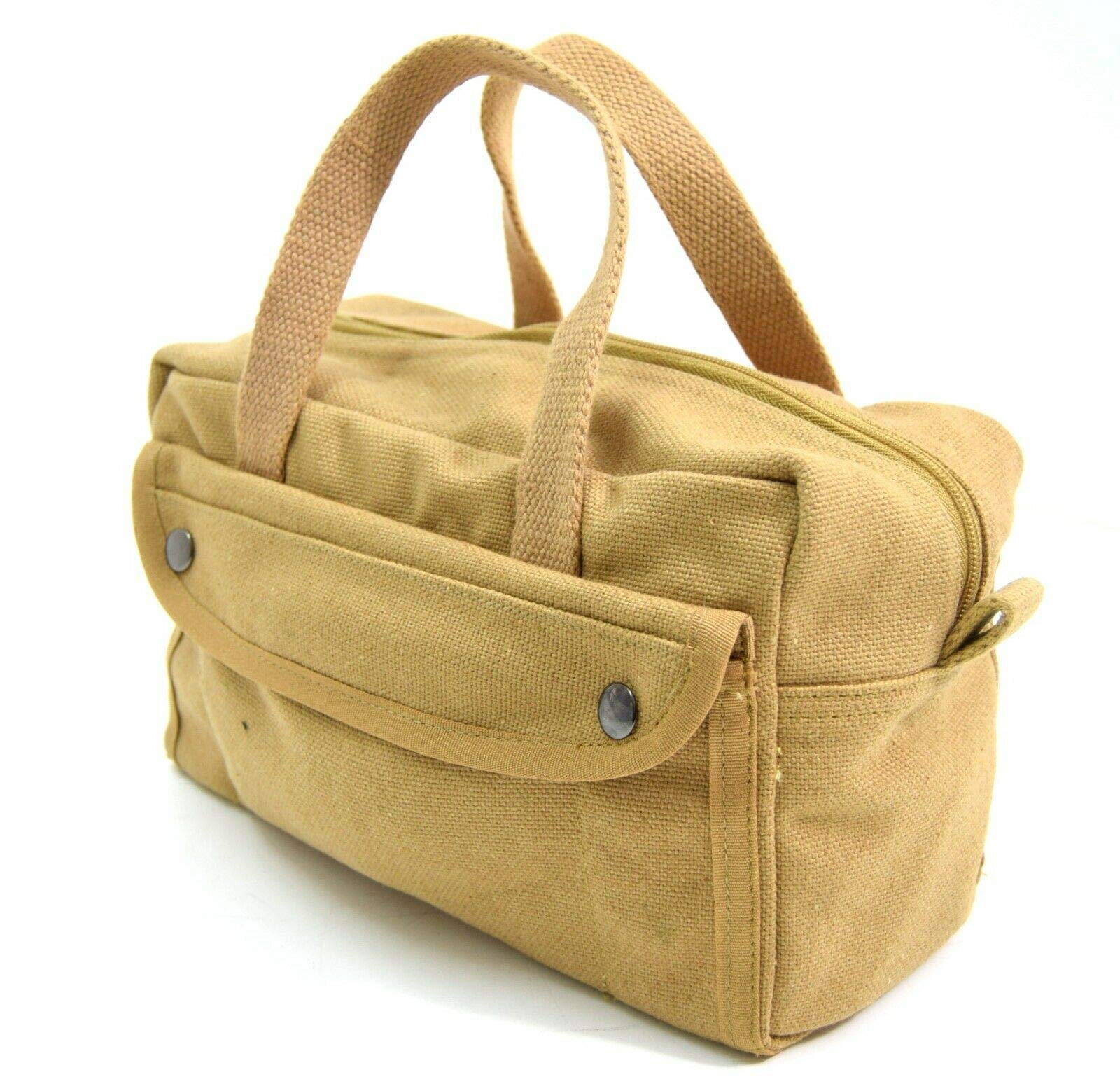 Military Surplus Tan Us Army Ww2 Style Canvas Tool Bag | Heavy Duty Military Storage Bag | Strong Small Utility Pouch For Tools, Equipment, Travel & Outdoor Use (Tan)