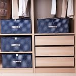 Nylon Washable Stacked Storage Box with Zip Lid, Folding Garment Storage Organizer Containers,Navy Blue