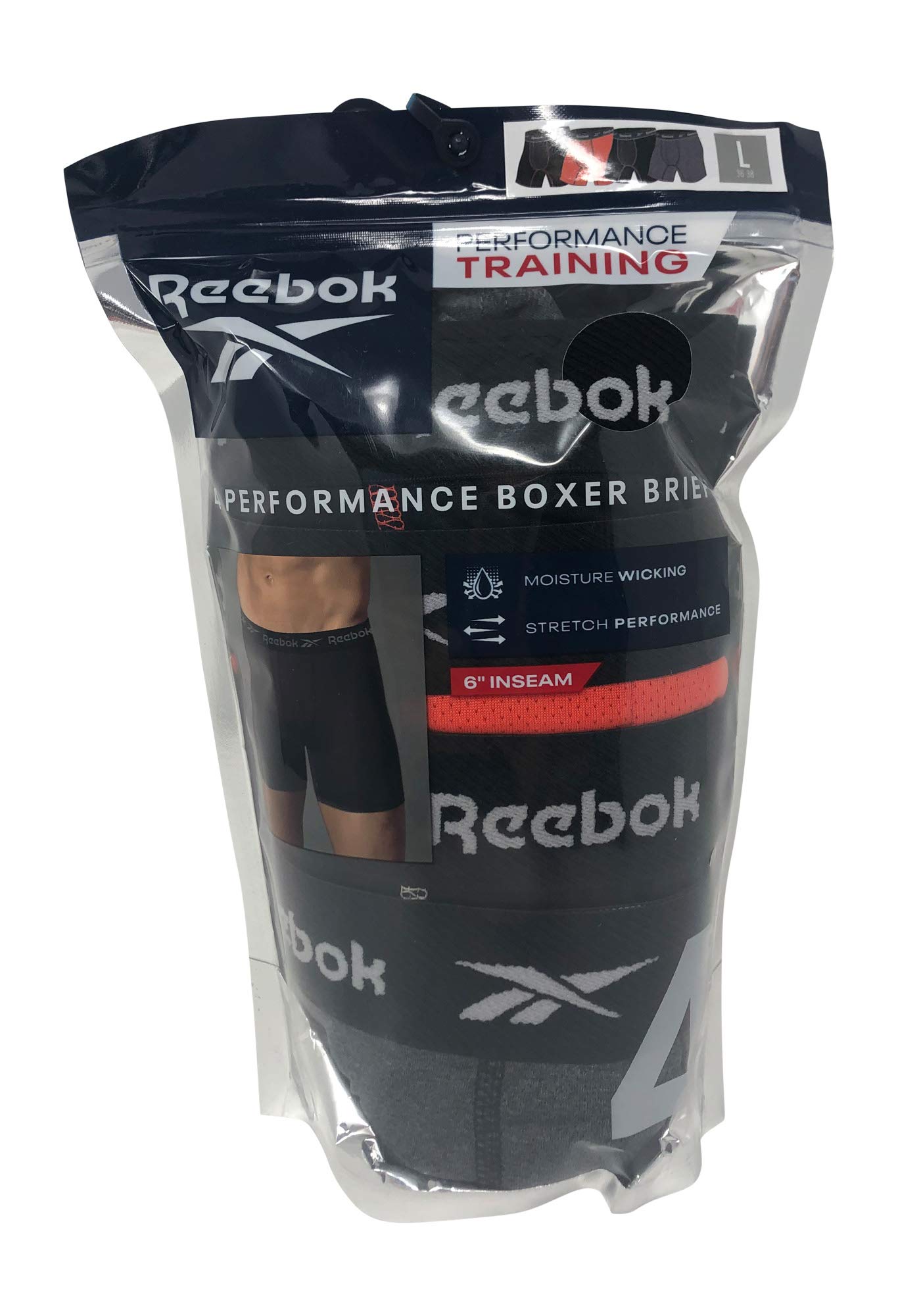 Reebok Paquete de 4 calzoncillos tipo bóxer para hombre