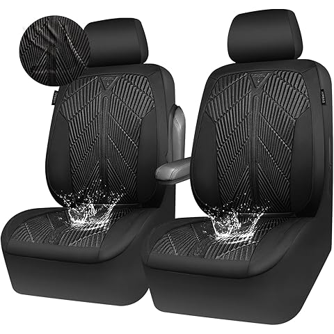 CAR Pass Waterproof Car seat covers Front Seats covers Neoprene Wetsuit, All-Weather Non-Slip Durable, Universal Fit for SUV Sedans Trucks Vans Automotive, Armrest Airbag Compatible, 3D Emboss 2 Black