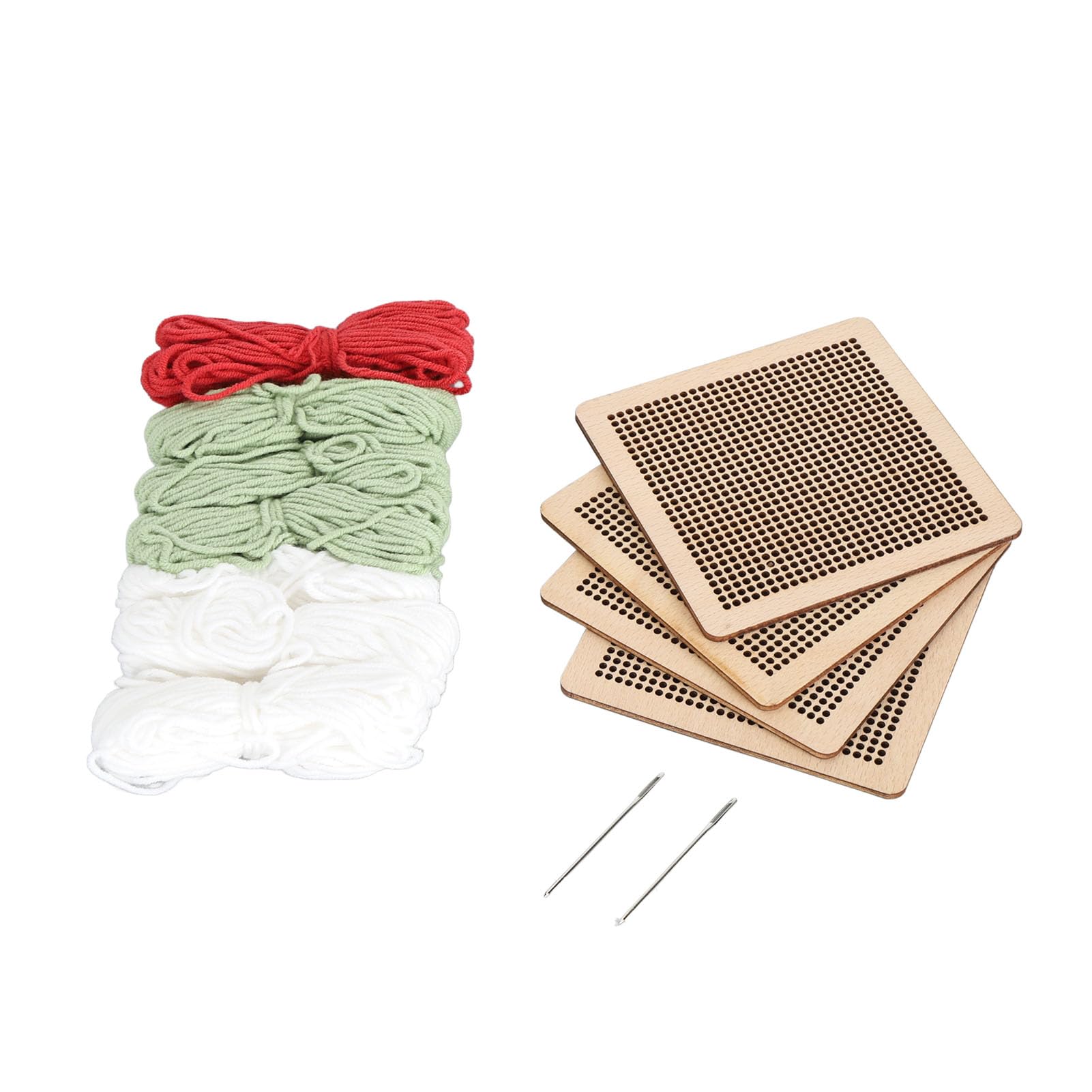 XGOUGUAAU Kit per principianti a punto croce da 4 pezzi, motivo floreale, kit per ricamo con ricamo ad ago per principianti (Verde chiaro)