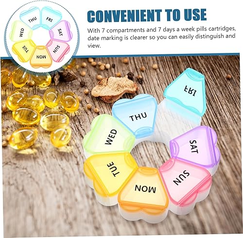Miniatura 2 de HEALLILY Caja de 2 piezas de 7 días 7 píldoras contenedor redondo con tapa Mini contenedores caja de almacenamiento transparente con tapa diaria
