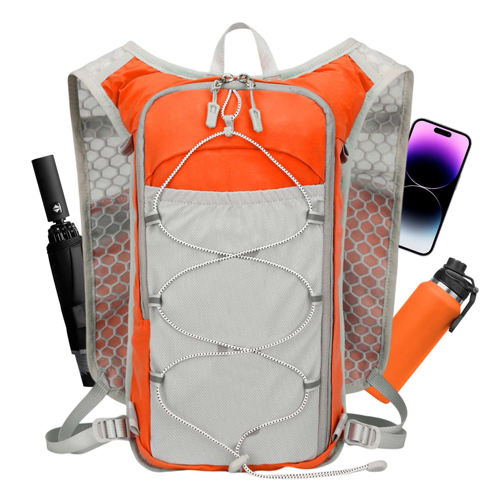 Gilet D'Hydratation Pour La Course | Gilet D'Hydratation Réglable Avec Bandes Réfléchissantes - Sac à Eau pour Cyclisme - pour Course Randonnée Cyclisme Jogging Équitation Sports Marche en Plein