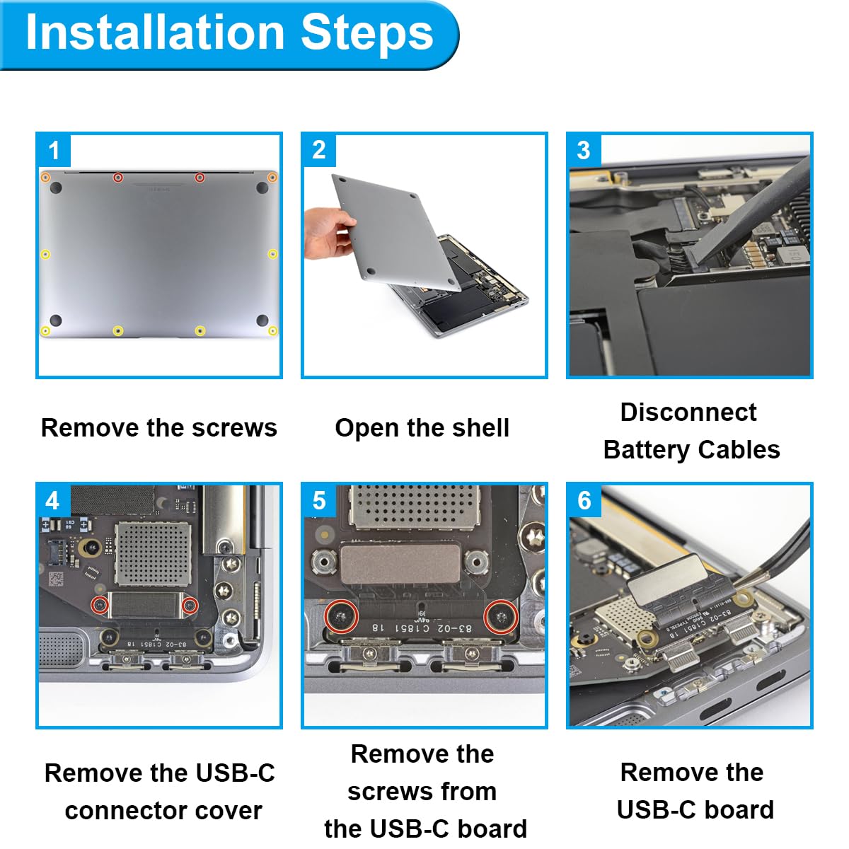 Złącze gniazda zasilania DC I/O USB-C Board Wymiana portu ładowania 923-02813 do MacBooka Air 33.0 cm A1932 2018 2019 A2179 2020 A2337 2020 820-01161-A 821-01658-A 820-011161-A 820-011161-A